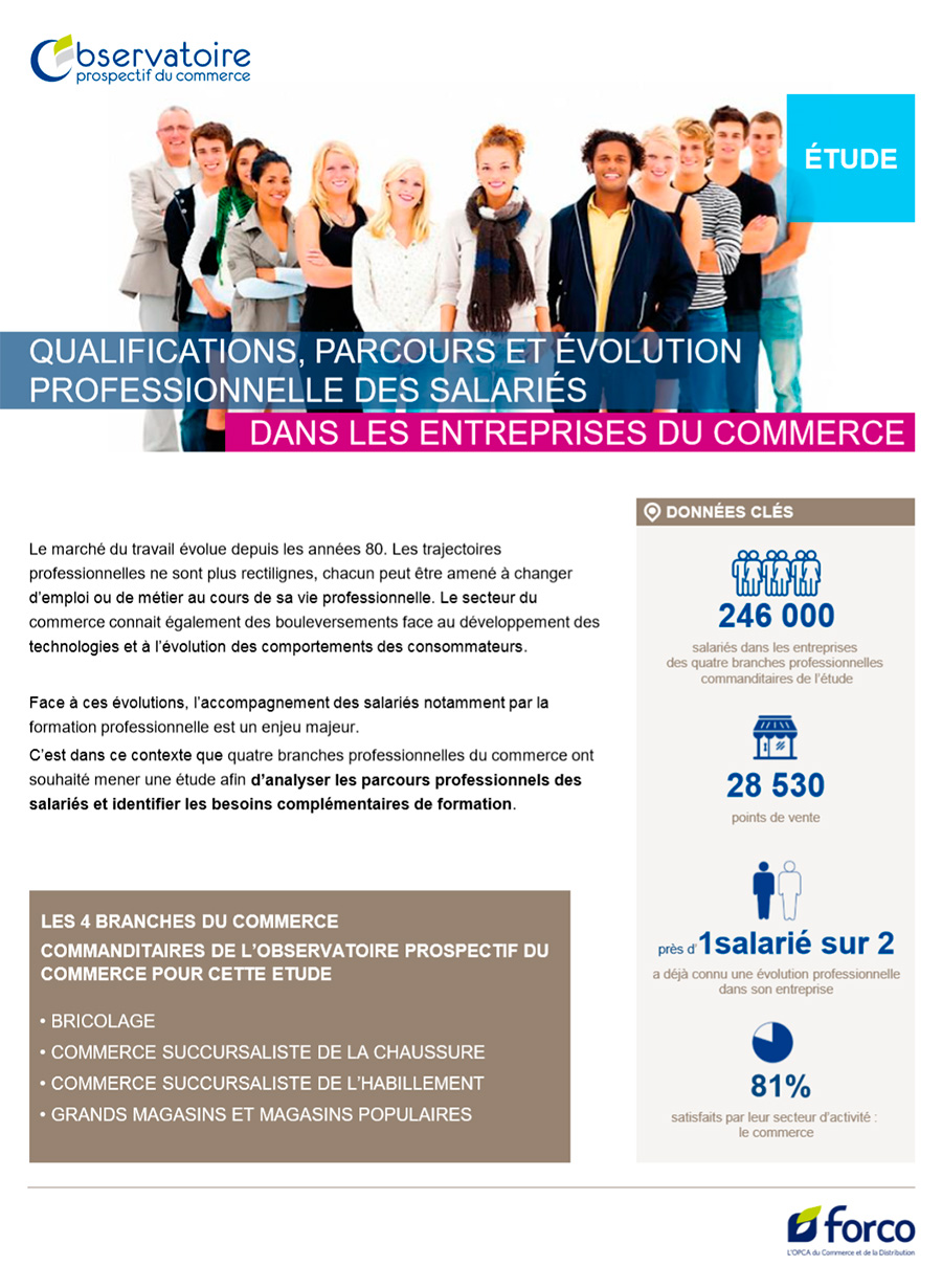 Etude sur les qualifications, parcours et évolution professionnelle dans le commerce