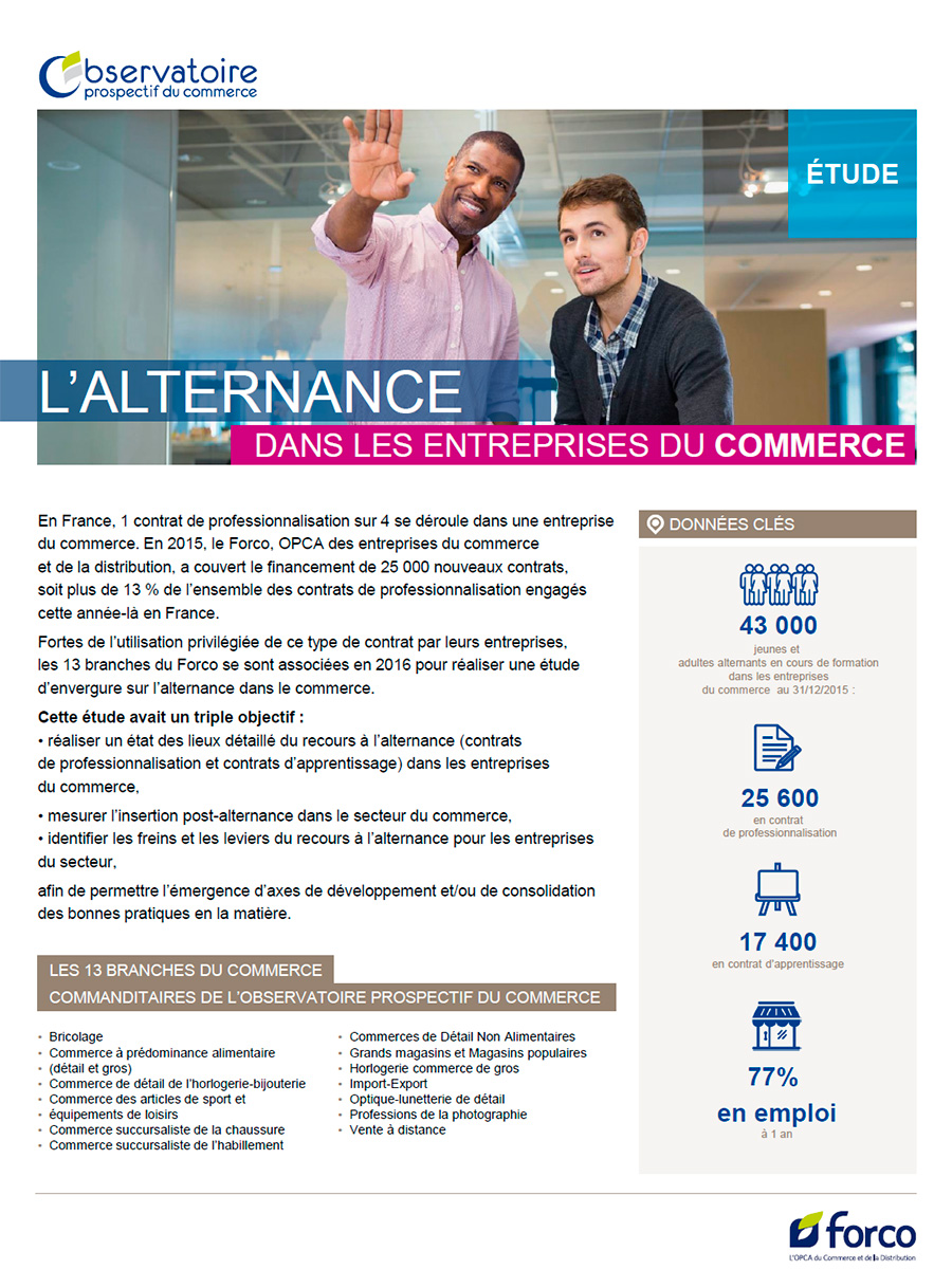 L’alternance dans les entreprises du commerce